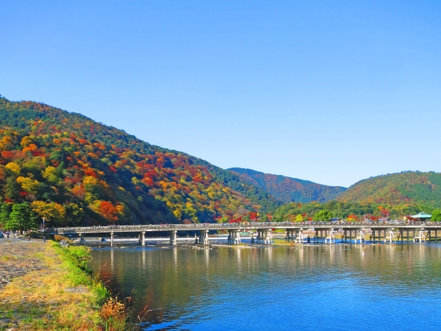 渡月橋と紅葉